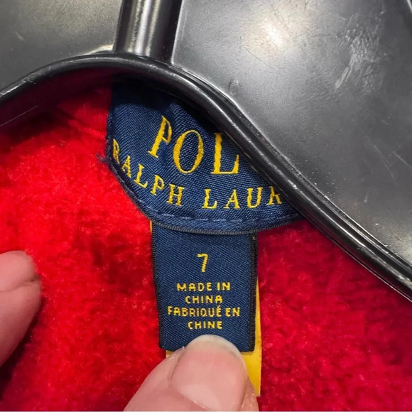 Polo Ralph Lauren Kids Red Cotton-Blend- Zip Up Hoodie Sweatshirt Unisex Size 7 - Picture 3 of 9